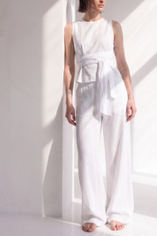 Pantalone palazzo in lino viscosa