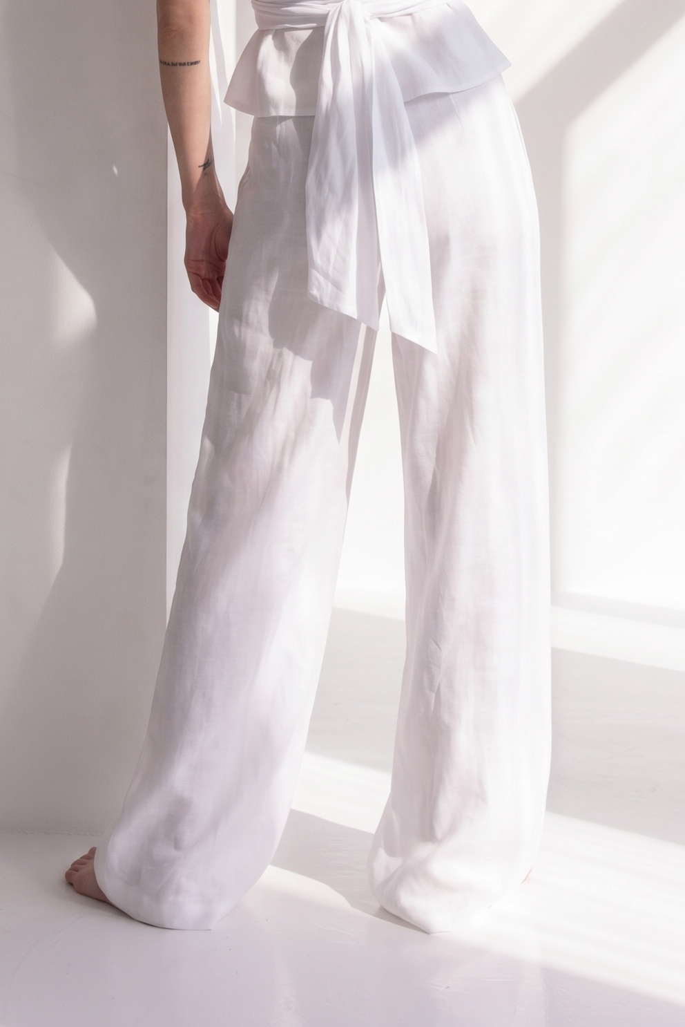 Pantalone palazzo in lino viscosa