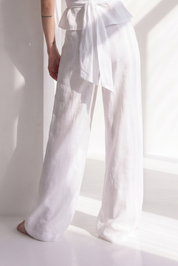 Pantalone palazzo in lino viscosa