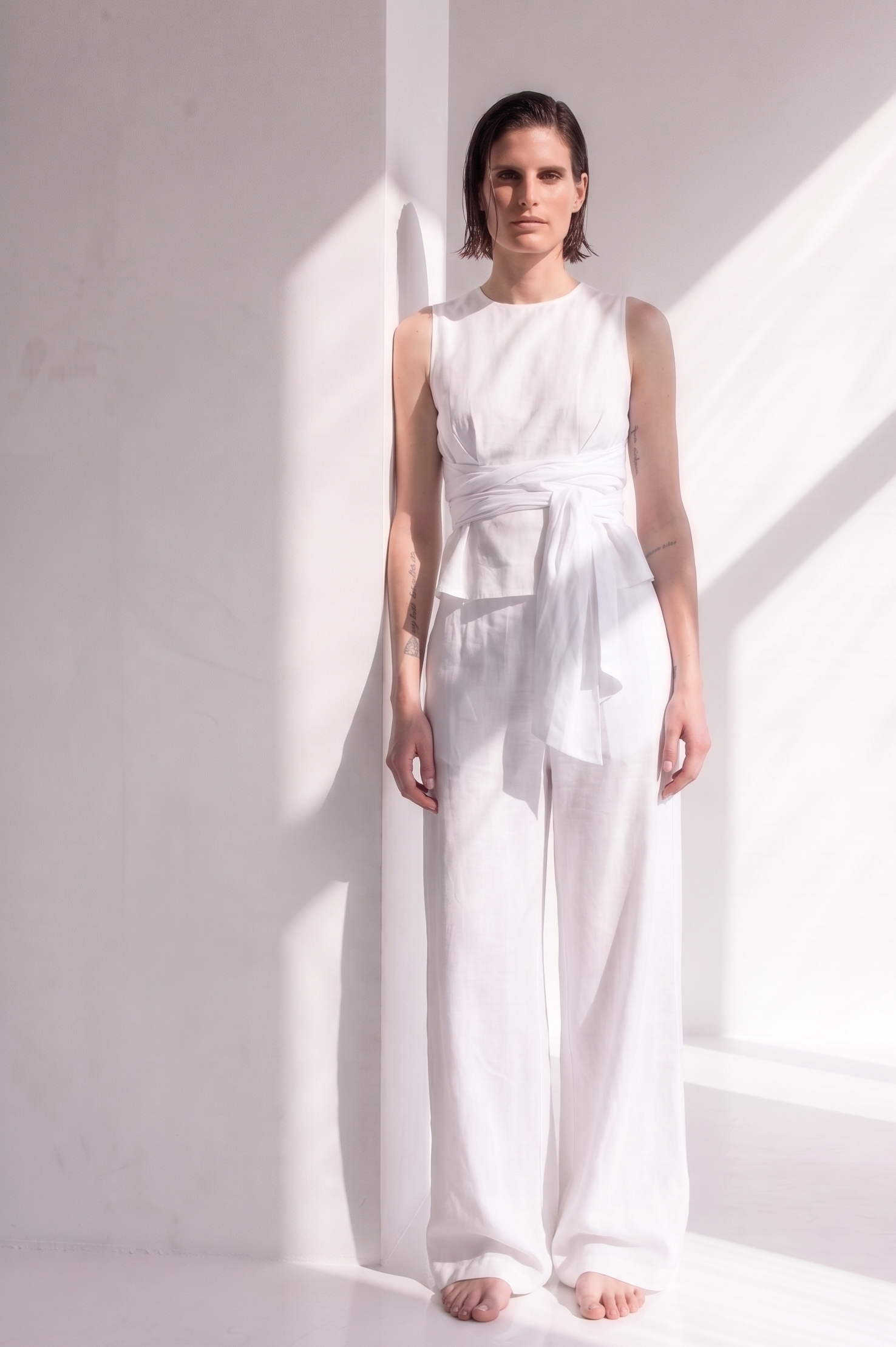 Pantalone palazzo in lino viscosa