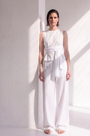 Pantalone palazzo in lino viscosa