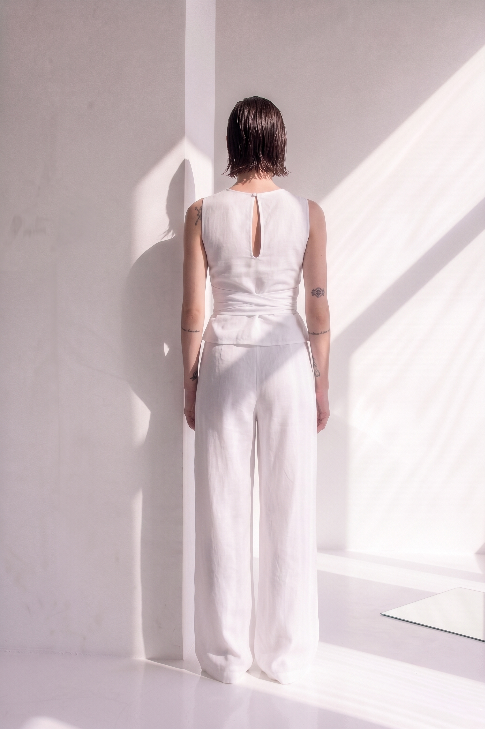 Pantalone palazzo in lino viscosa