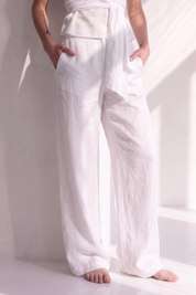 Pantalone palazzo in lino viscosa