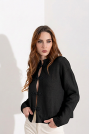 Cardigan con abbottonatura a nodi - Friendly Sweater