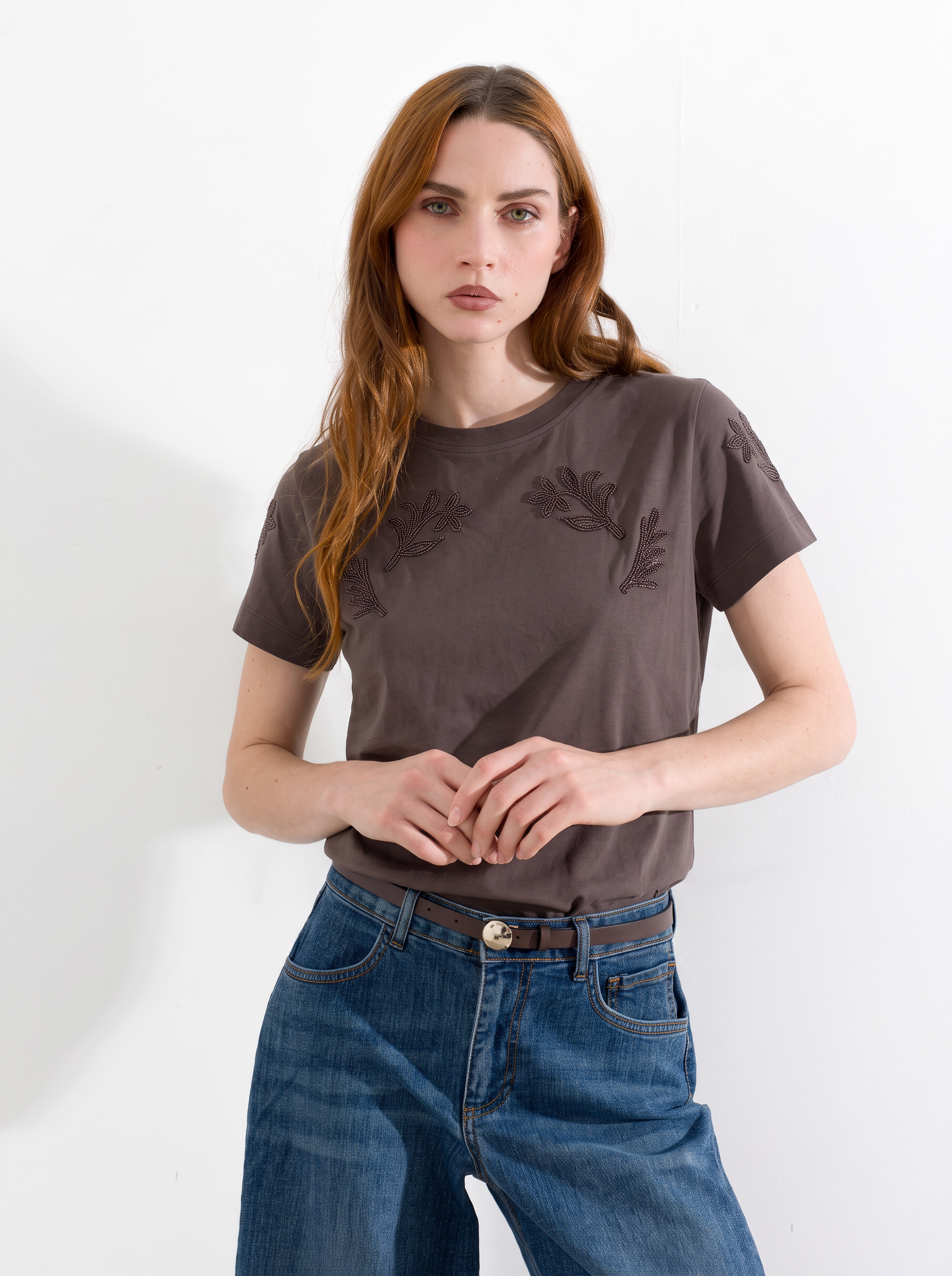 T-Shirt con dettagli paillettes