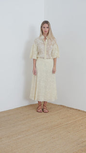 Long embroidered tencel skirt