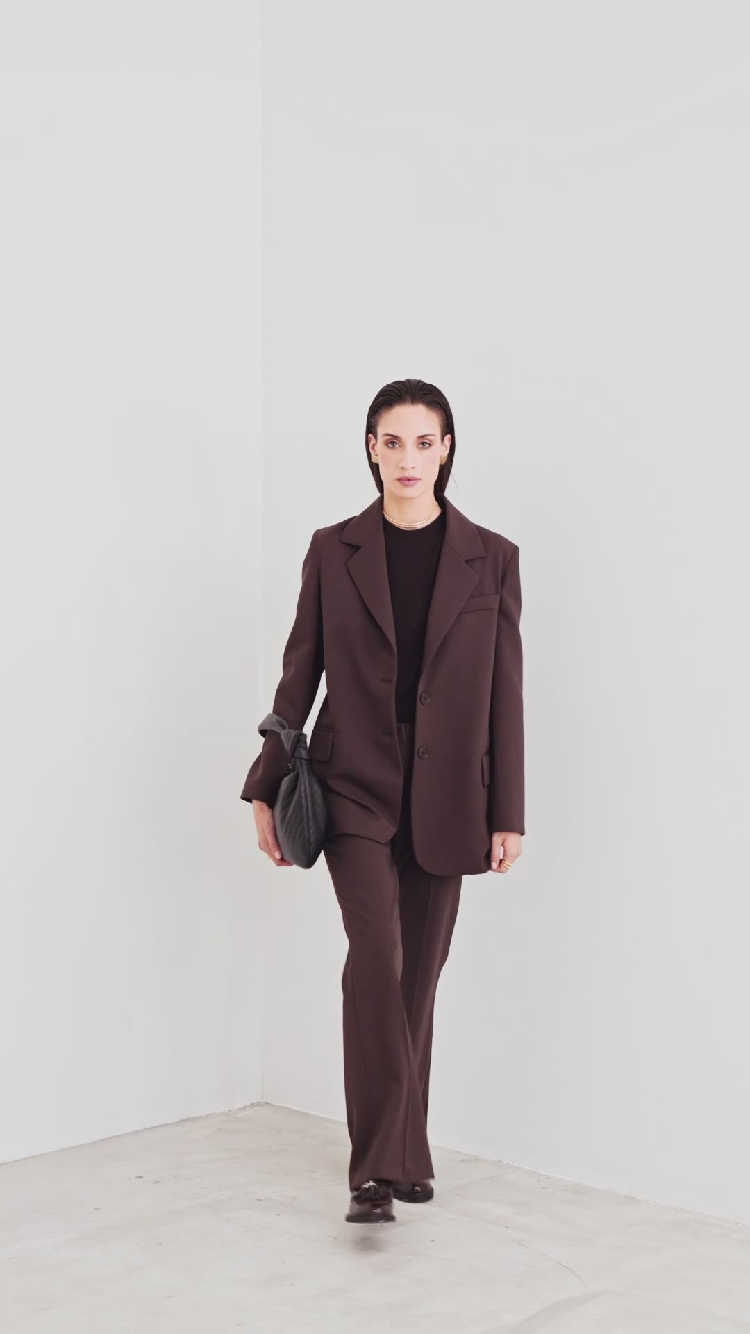 Flared trousers in wool canvas