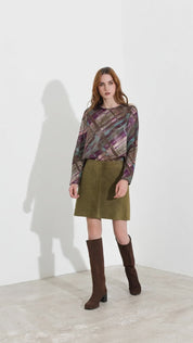 Minigonna in pelle scamosciata
