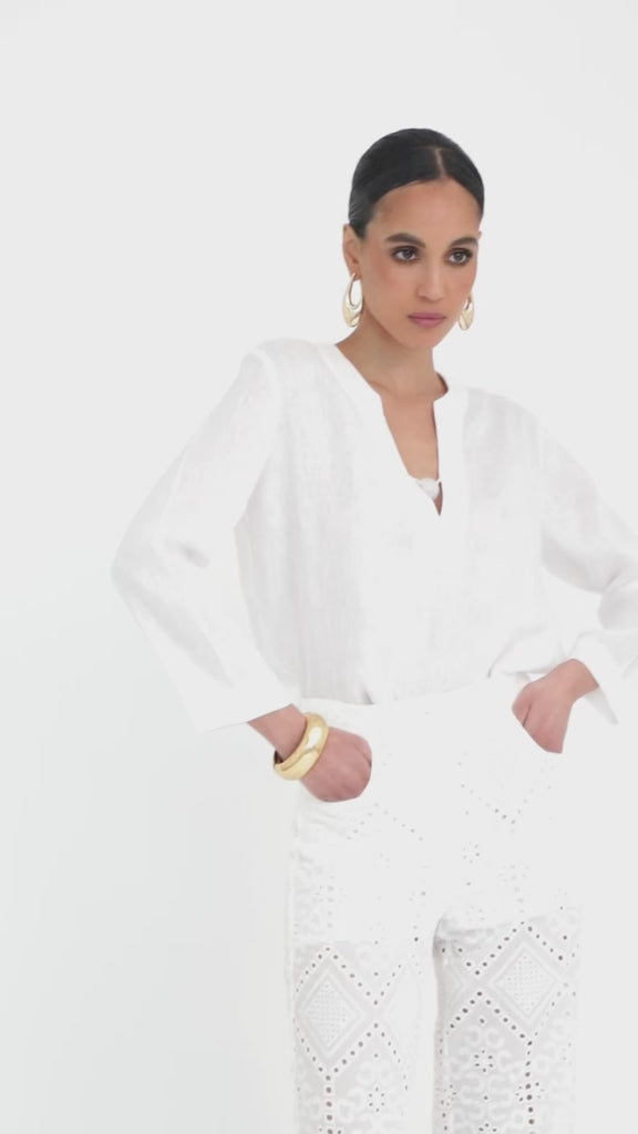 Blusa in lino con applicazione | Uncategorized da donna