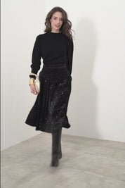 Gonna midi in velluto paillettes