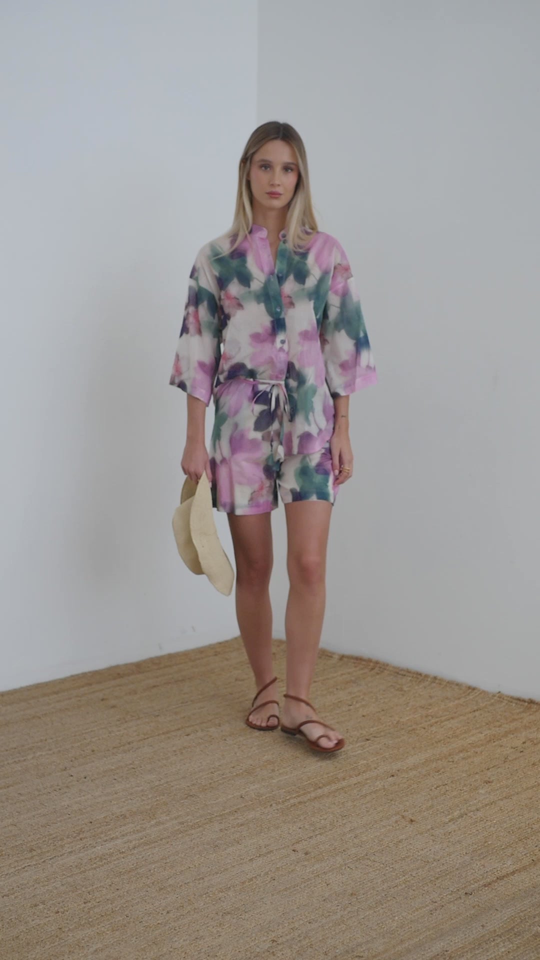 Camicia in mussola di cotone stampa fiore