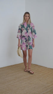 Camicia in mussola di cotone stampa fiore