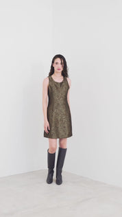 K KULTURE Laminated Damask Short Dress