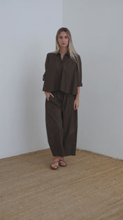 Oversized cotton trousers with drawstring