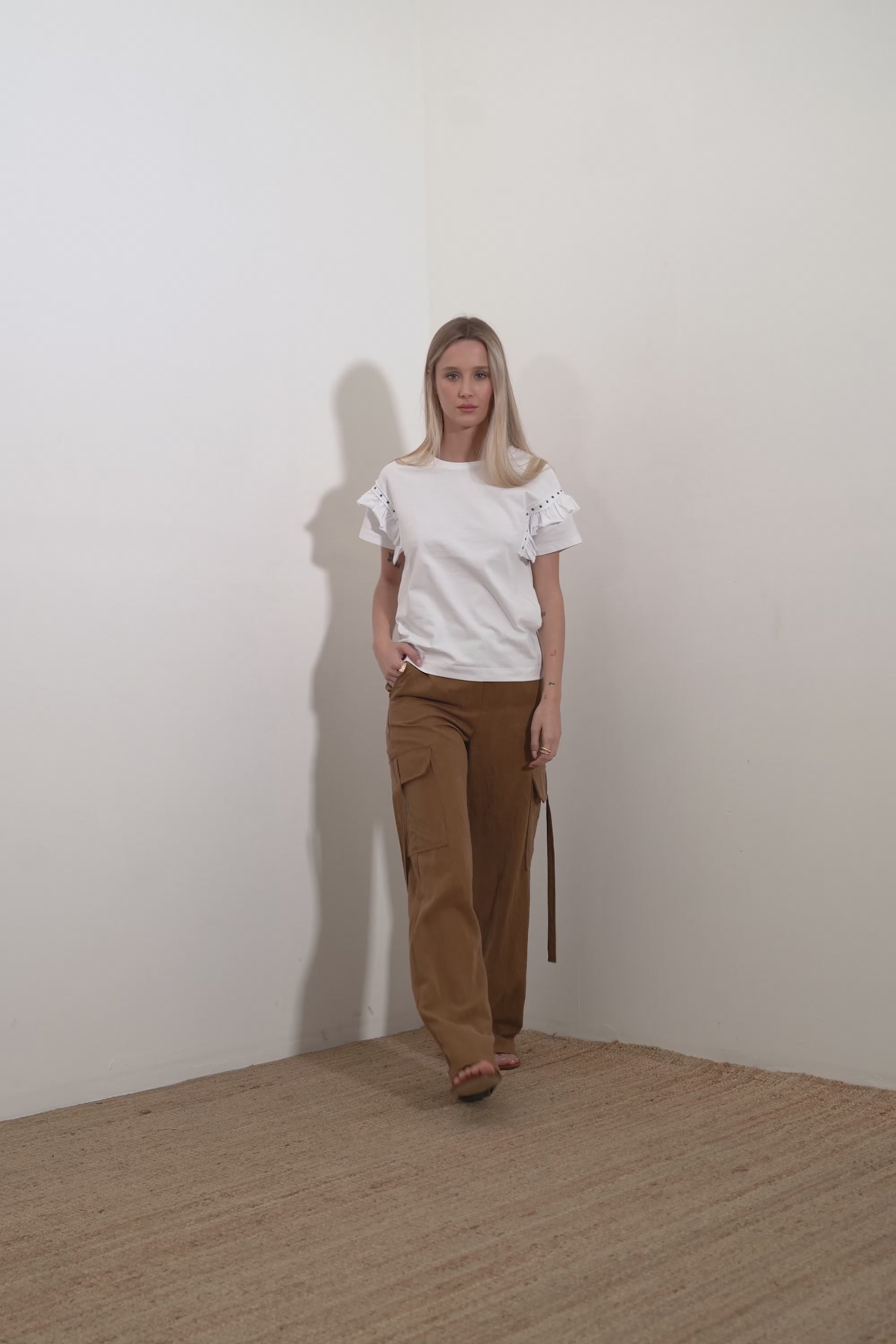 Pantalone cargo in lyocell