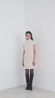 Short dress with pockets in double crepe