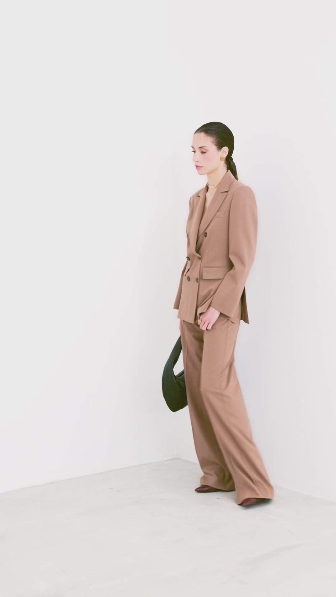 Double-breasted wool canvas jacket