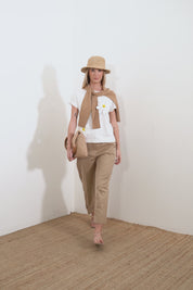 Cotton jersey T-shirt with daisy appliques