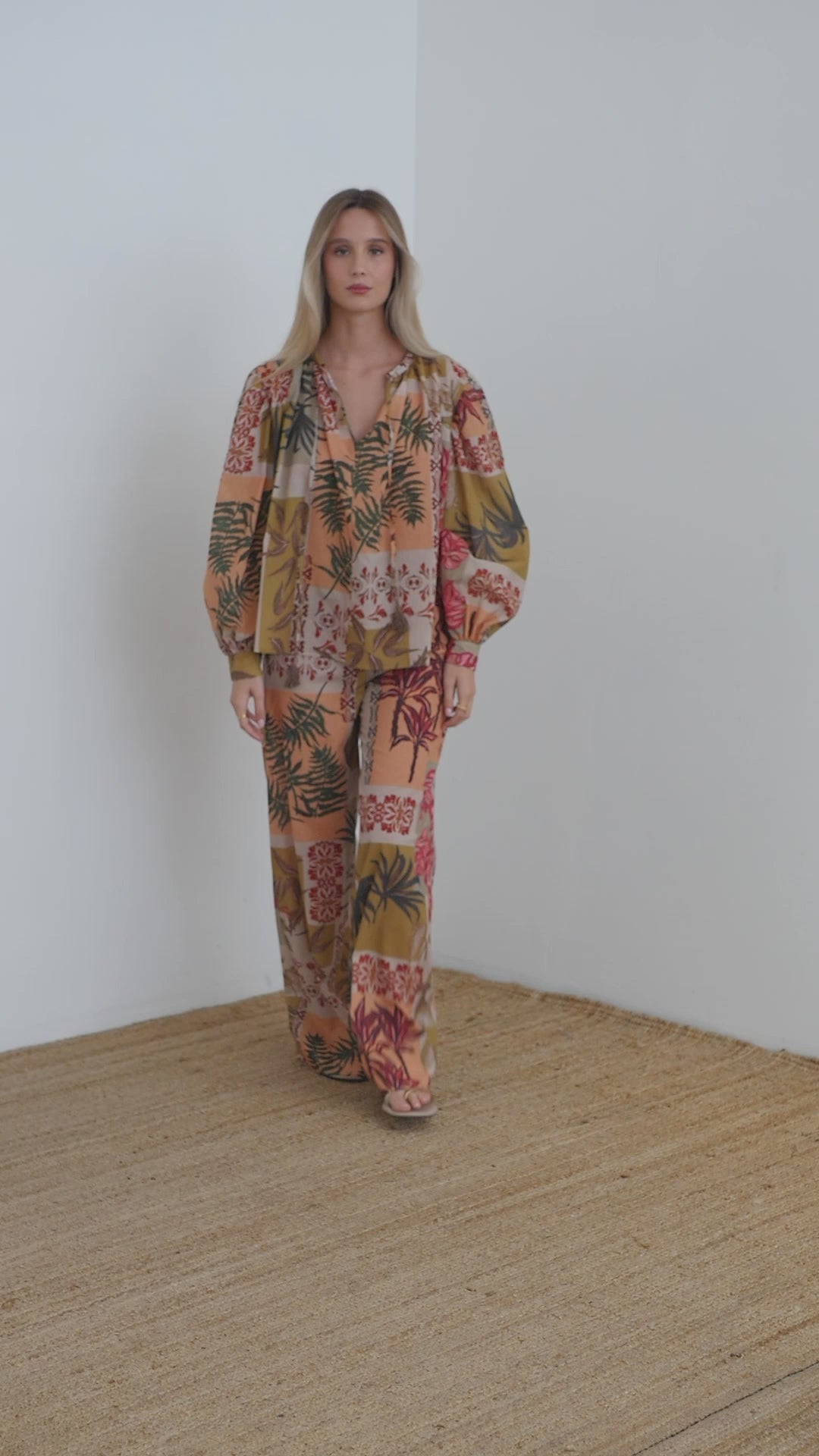 Printed cotton muslin blouse
