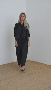Pantalone over in cotone con coulisse