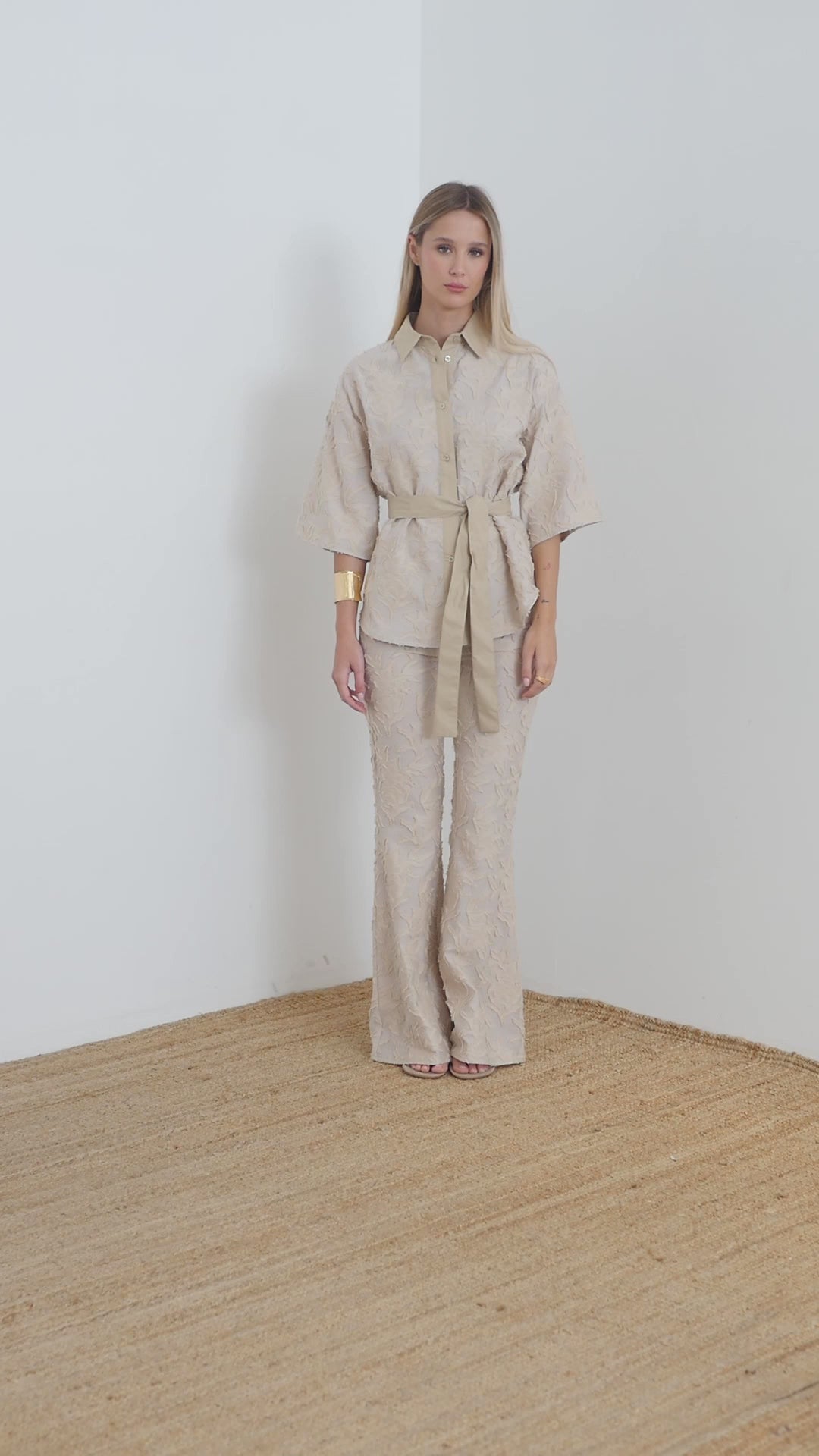 Embroidered blend shirt jacket