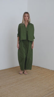 Oversized cotton trousers with drawstring