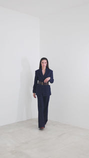 Single-breasted blazer in wool and silk check