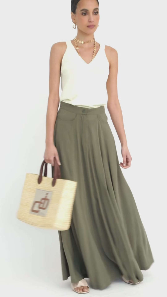 Gonna lunga in tencel con tasche - Compagnia Italiana