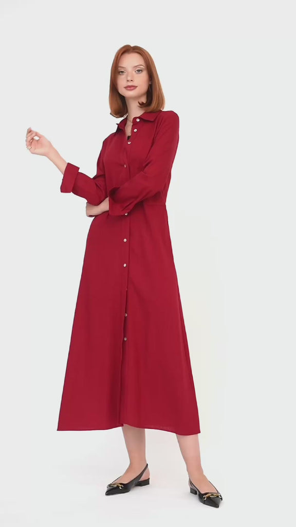Abito lungo chemisier in misto lino | Uncategorized da donna