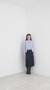 Wool and silk check midi skirt