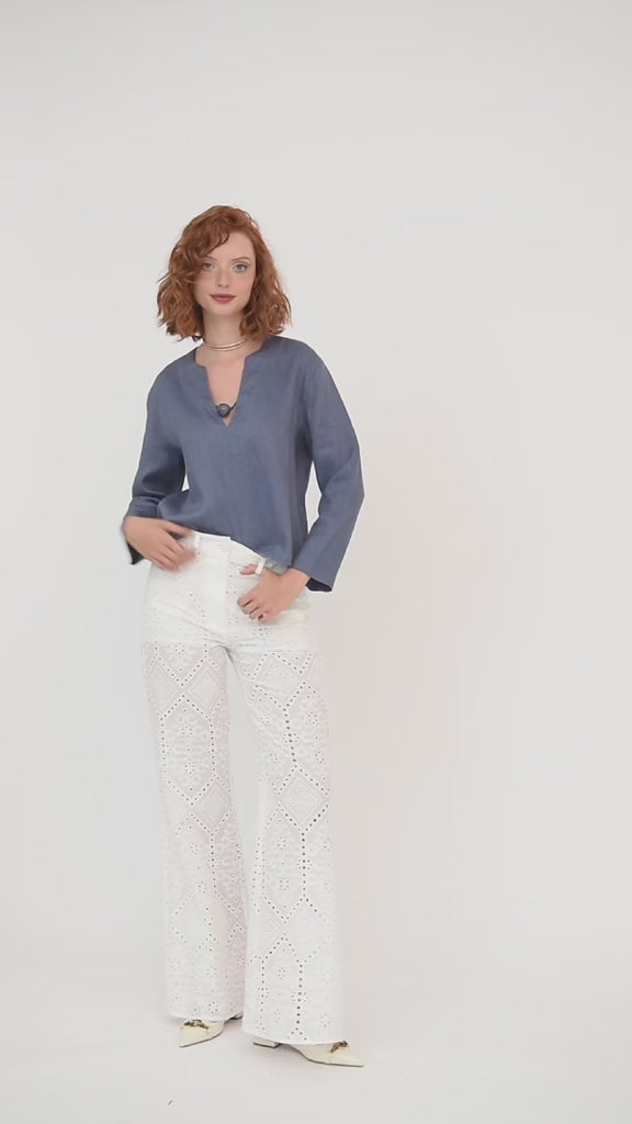 Blusa in lino con applicazione | Uncategorized da donna