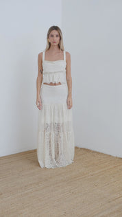 Gonna lunga con cotone e paillettes