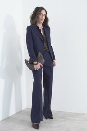Straight leg pinstriped trousers