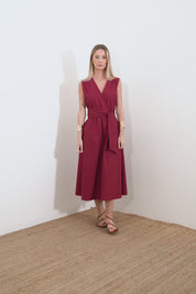 Cotton dress with sash