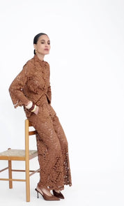 Pantalone vita alta in pizzo