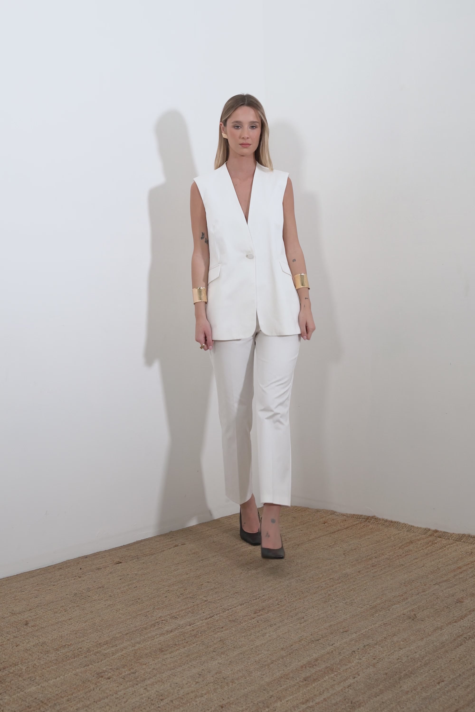 Pantalone in cotone gamba dritta