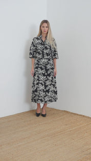 Long embroidered tencel skirt