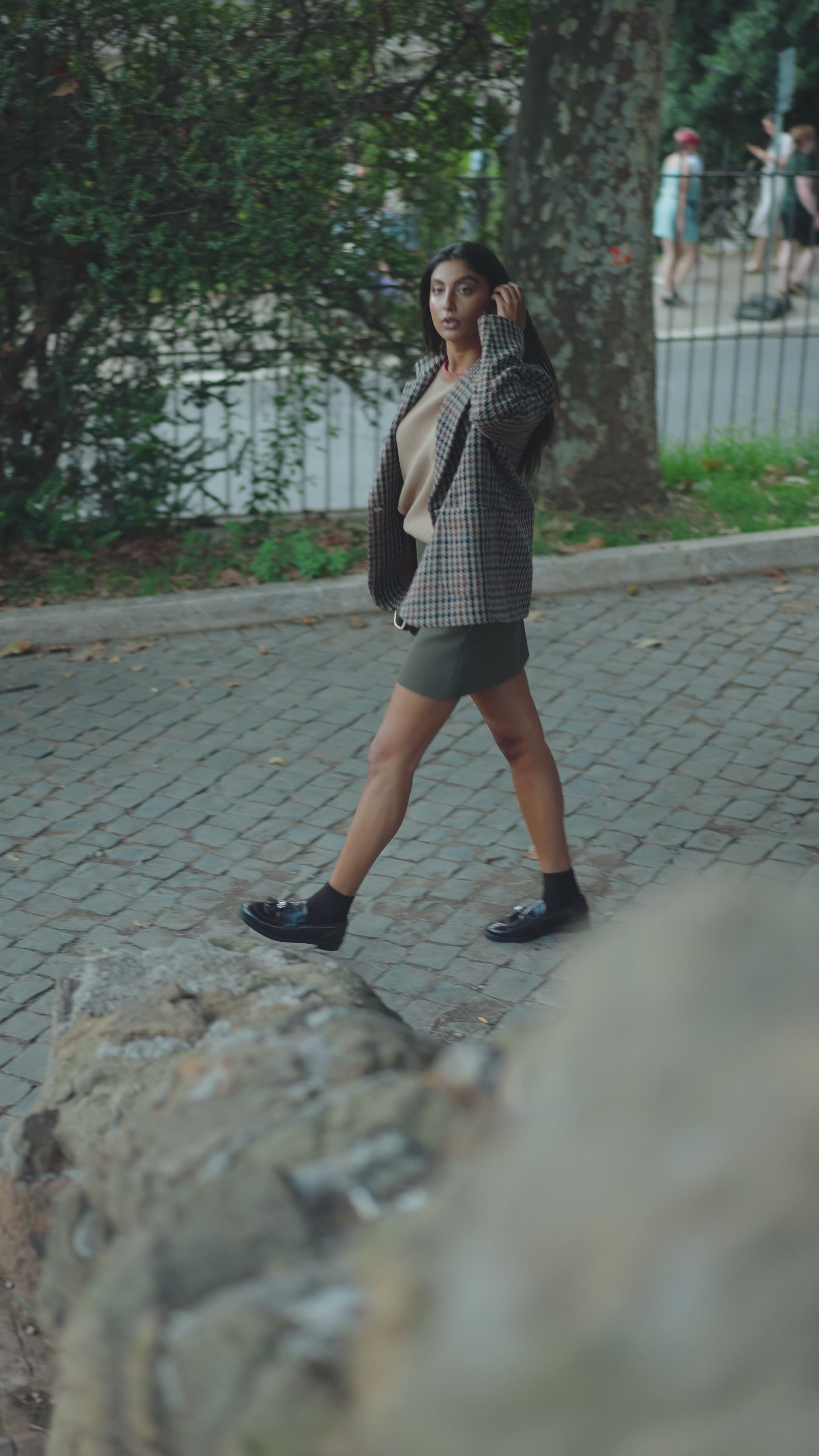 Double-breasted faux-plain wool jacket