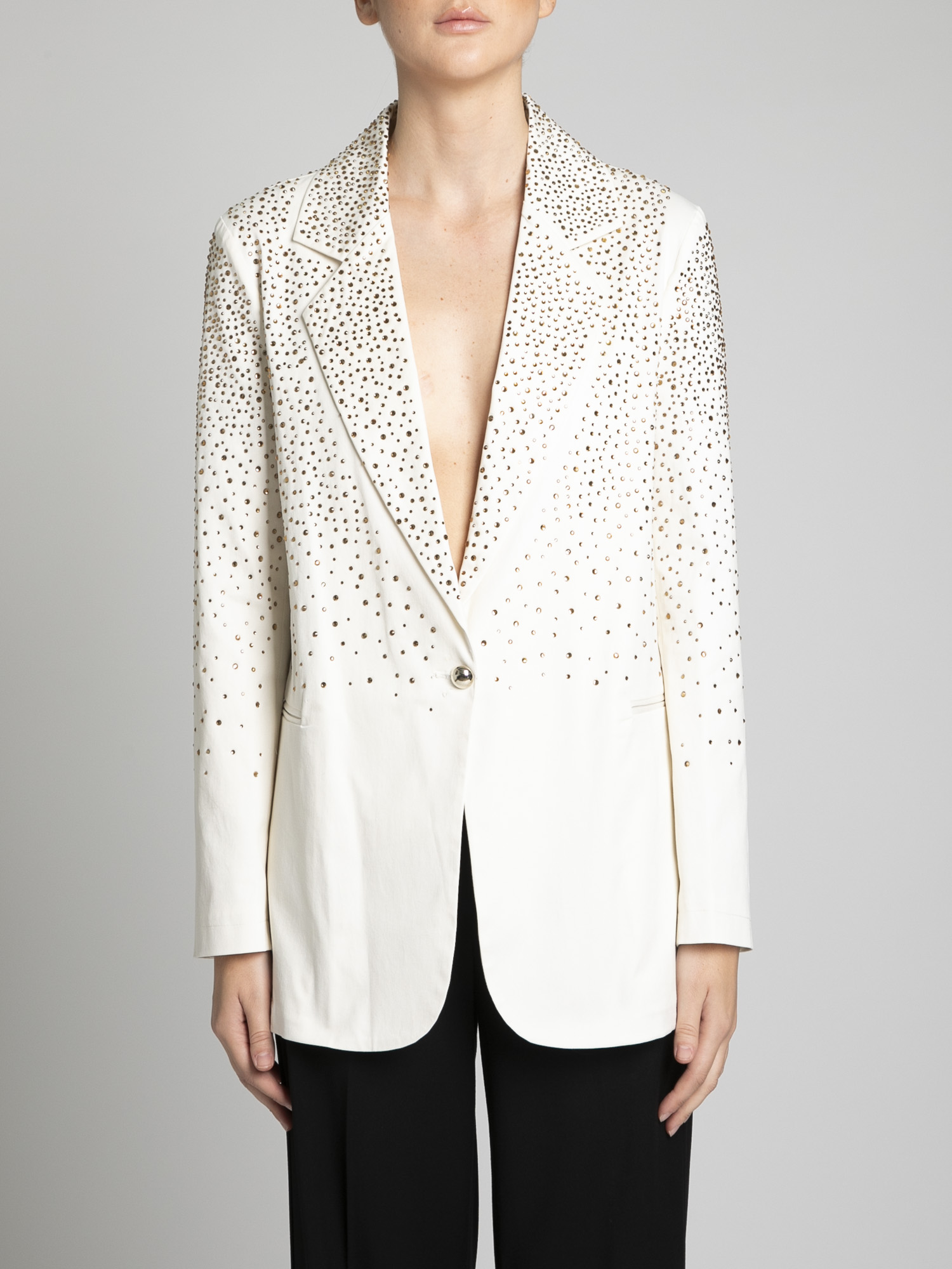 Single-breasted blazer with rhinestone application