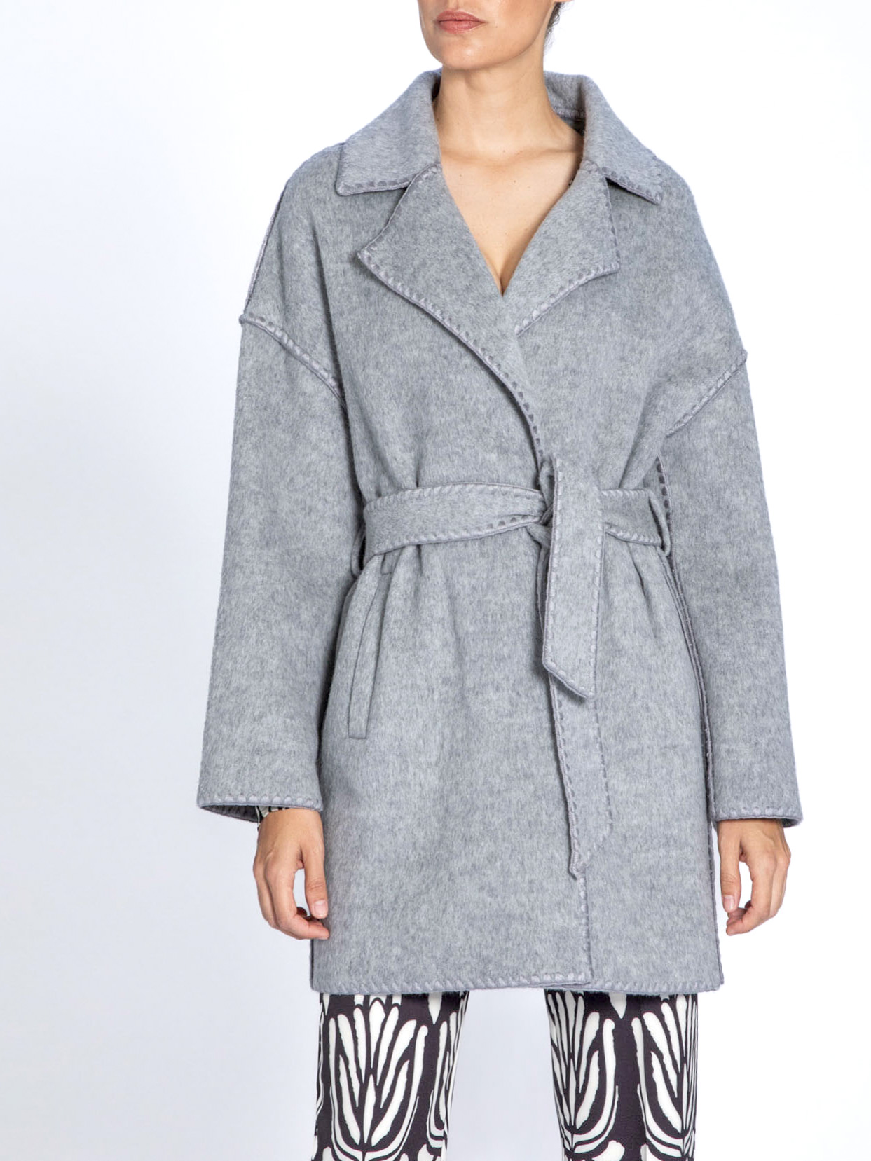 Short mohar coat with belt