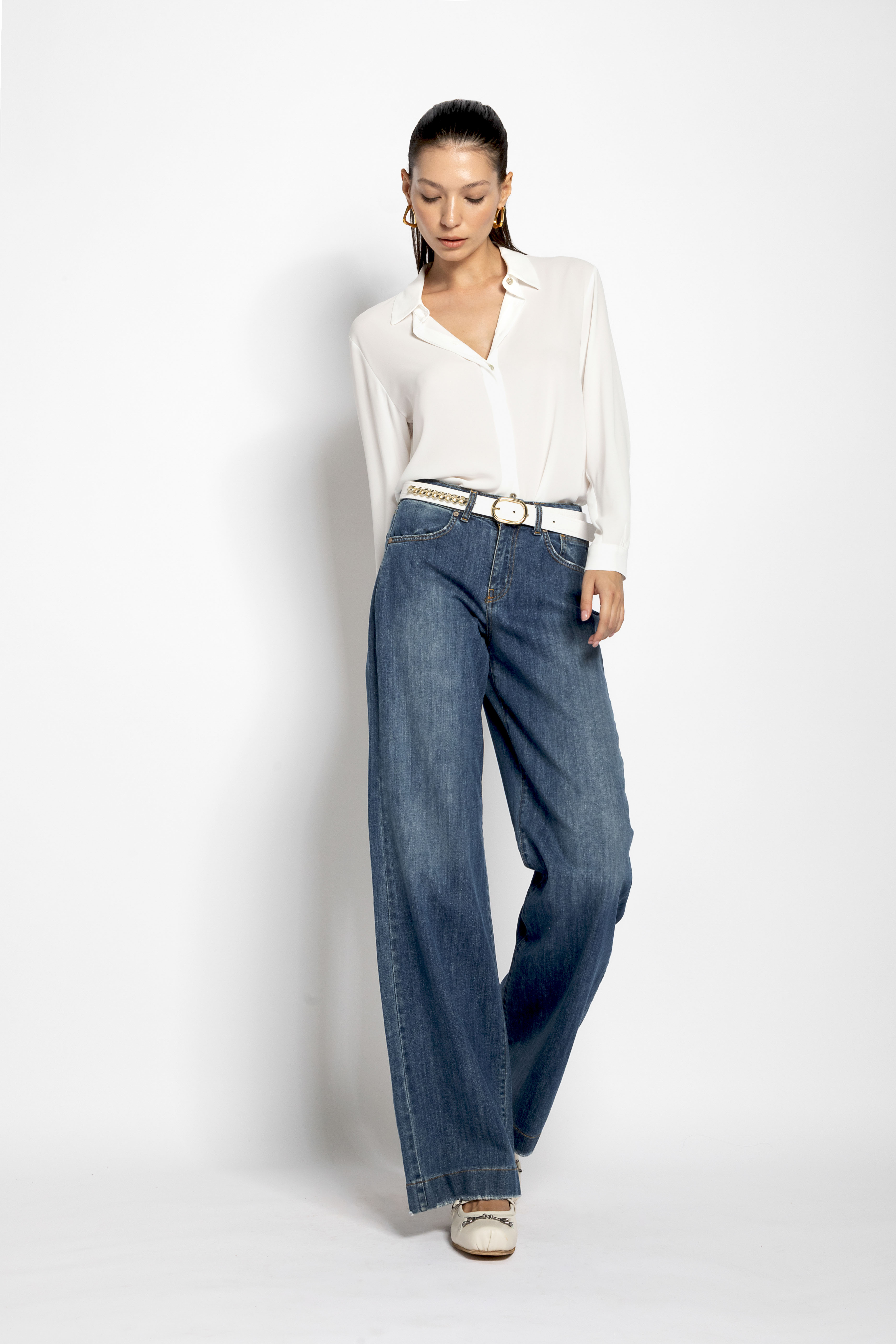 Jeans a palazzo in denim wash