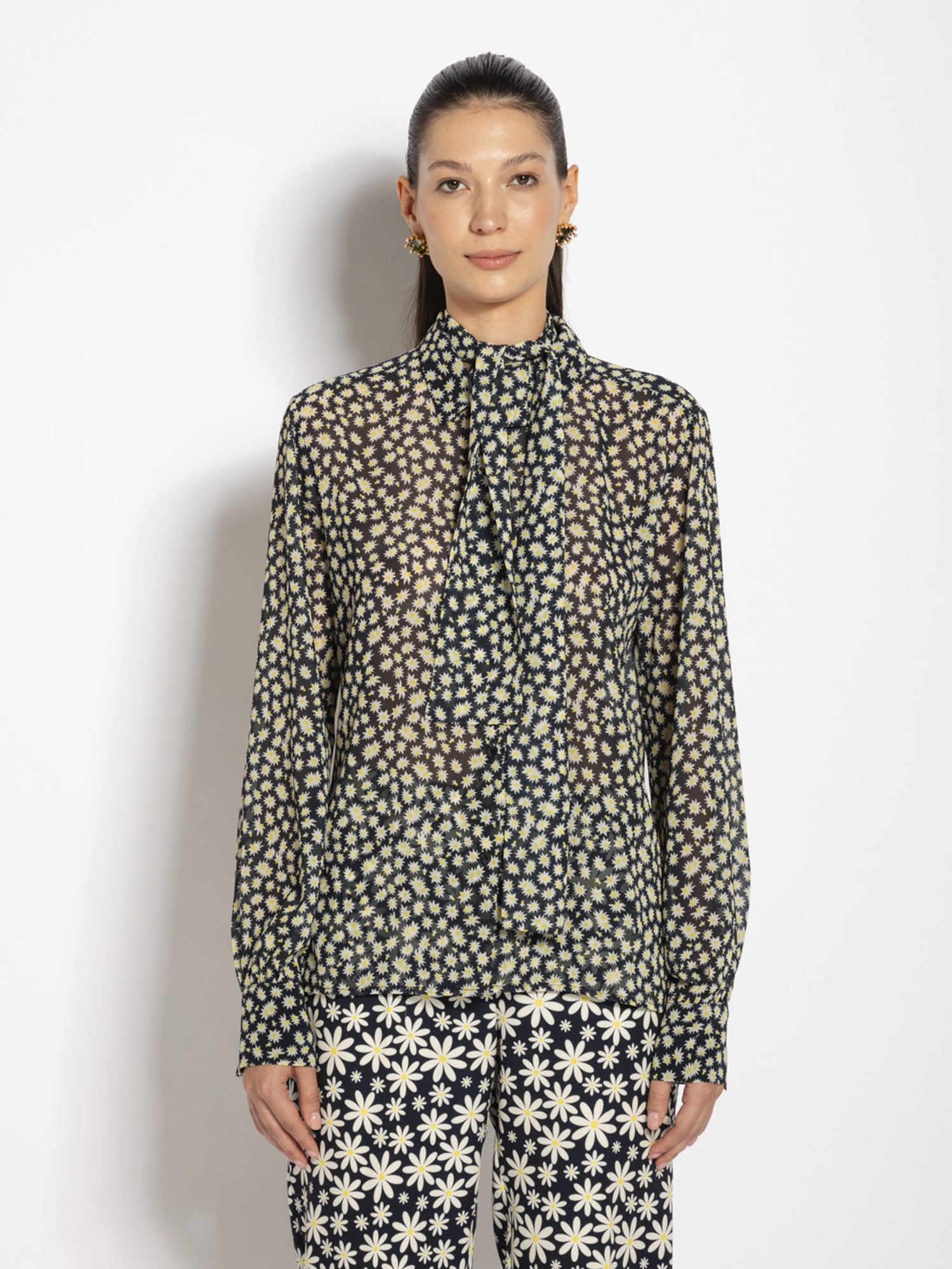 Camicia in georgette stampa micro fiore