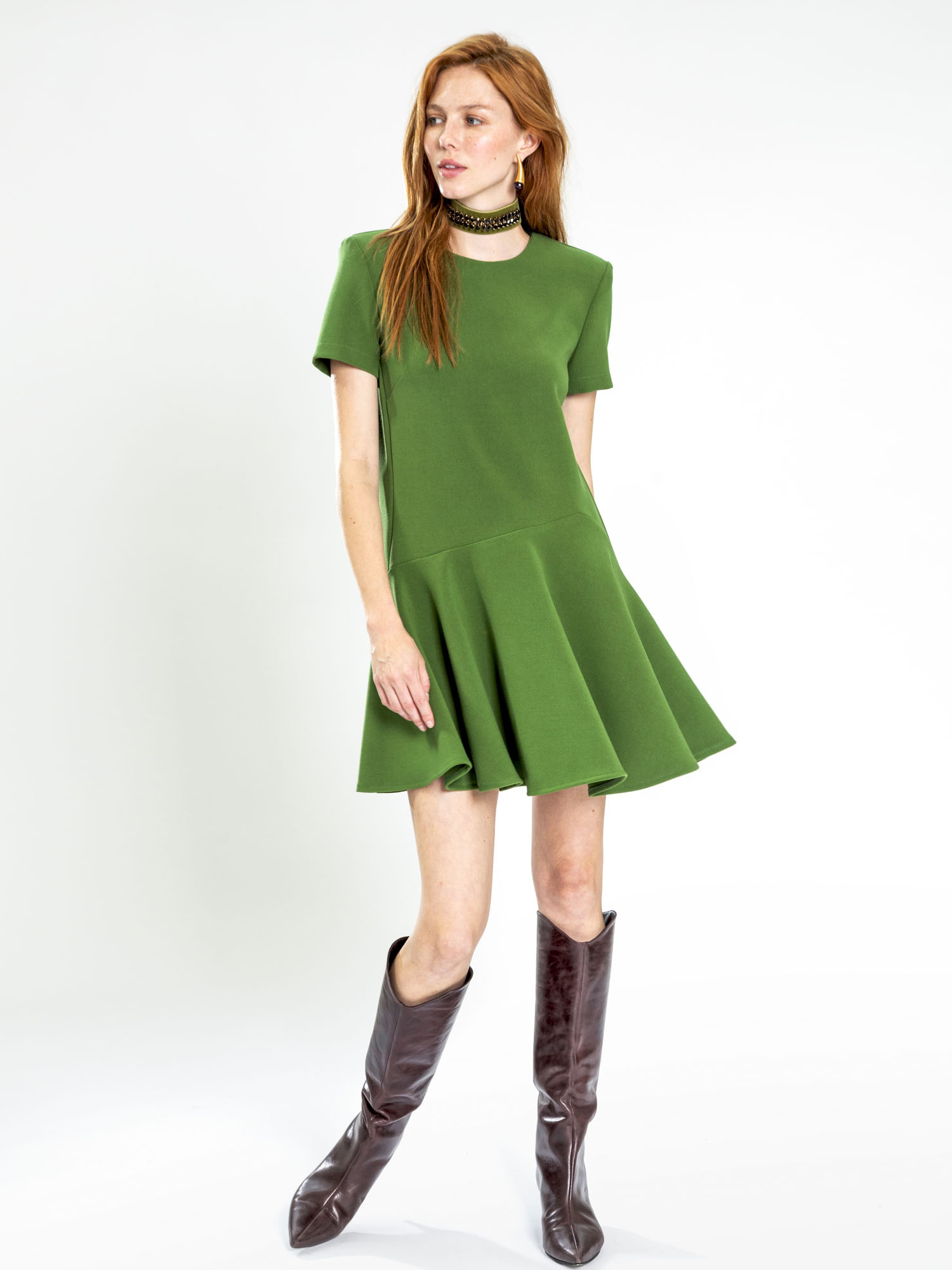 Short half sleeve crepe dress